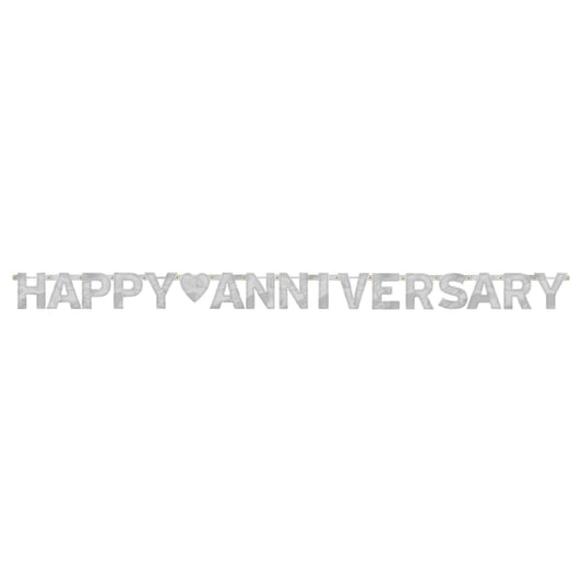 Happy Anniversary Silver - Large Foil Letter Banner