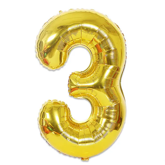 Gold Number 3 Foil Balloon