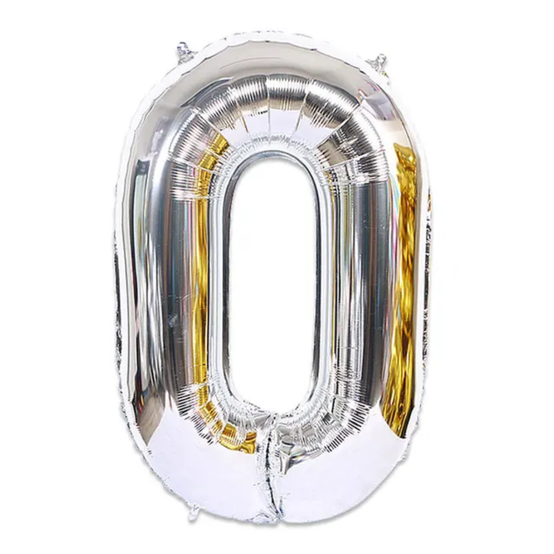 Silver Number 0 Foil Balloon 16-inch