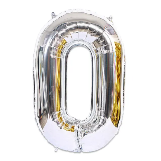 Silver Number 0 Foil Balloon 16-inch