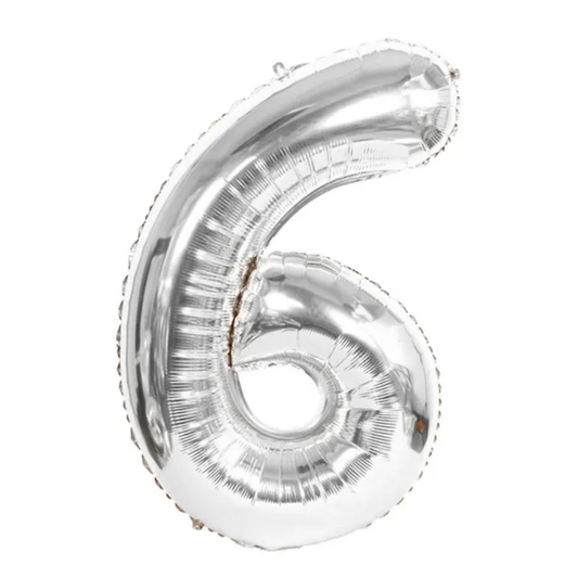 Silver Number 6 Foil Balloon 16-inch