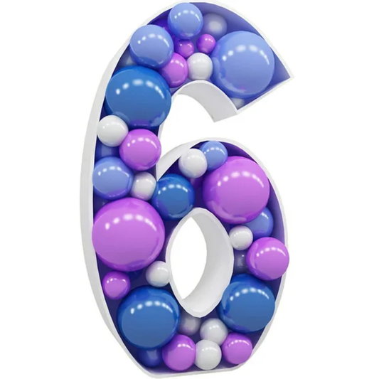3ft Number 6 Mosaic Balloon Frame