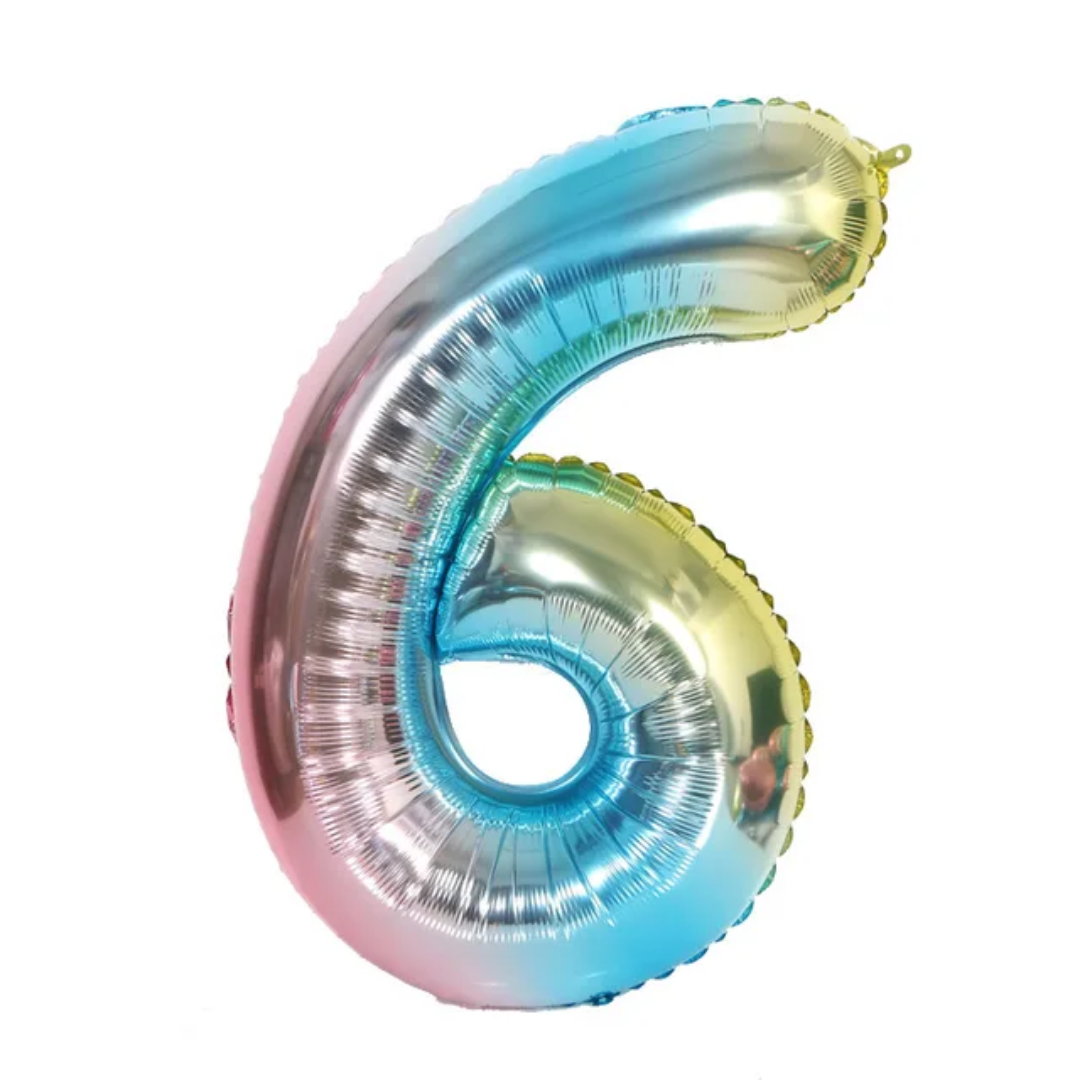 Rainbow Number 6 Foil Balloon 16-inch