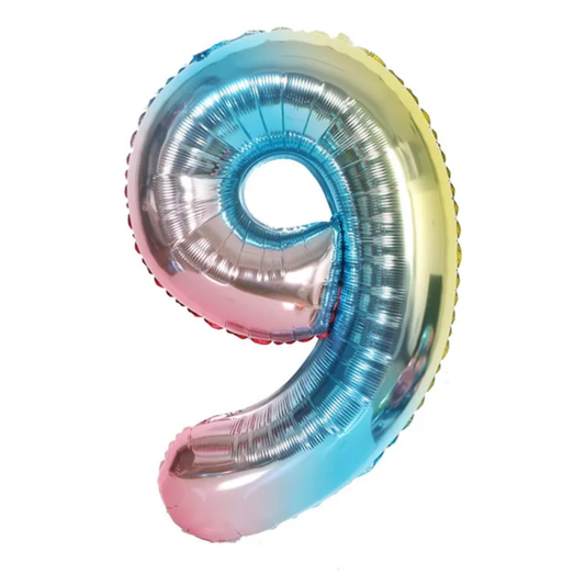 Rainbow Number 9 Foil Balloon