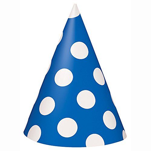 Blue Dots Party Hats 8ct