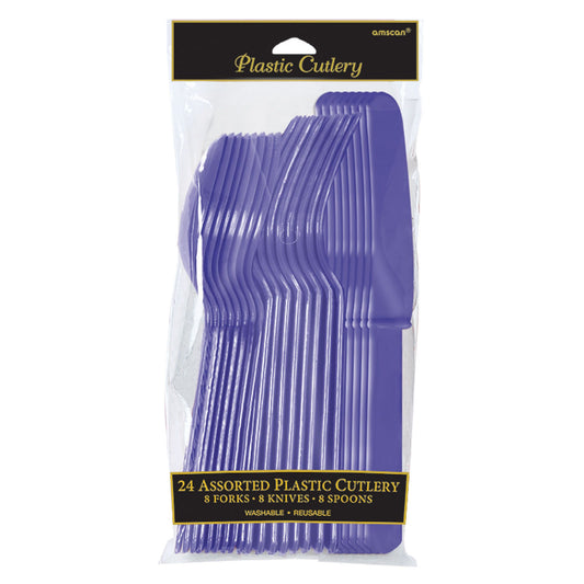 Assorted Plastic Cutlery, Low Ct. - New Purple
