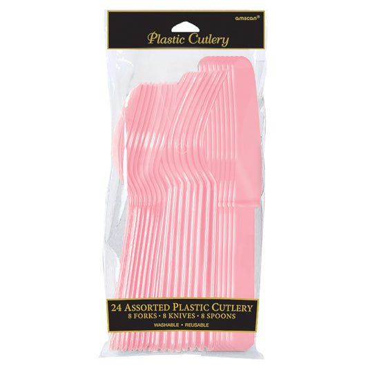 Assorted Plastic Cutlery, Low Ct. - New Pink