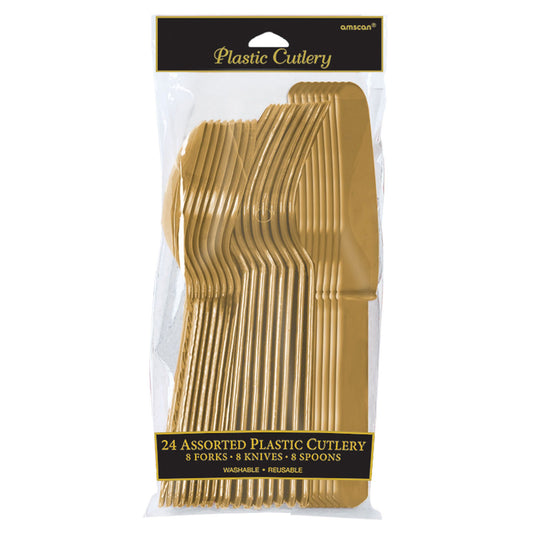 Assorted Plastic Cutlery, Low Ct. - Gold