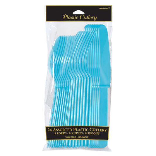 Assorted Plastic Cutlery, Low Ct. - Caribbean Blue