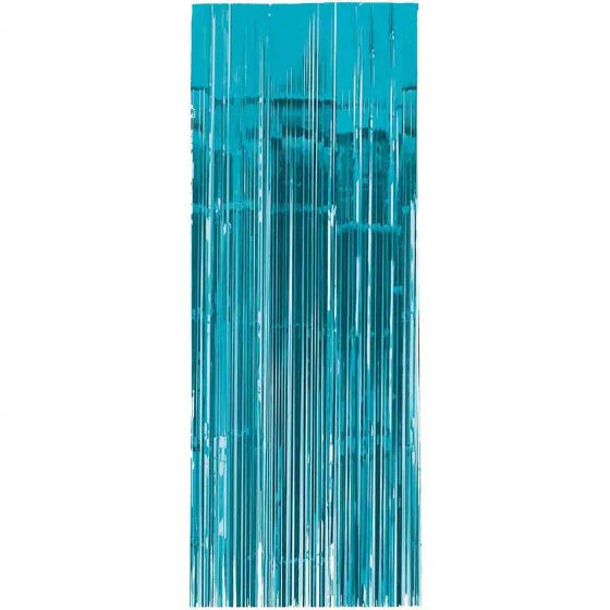 Caribbean Blue Foil Metallic Curtain