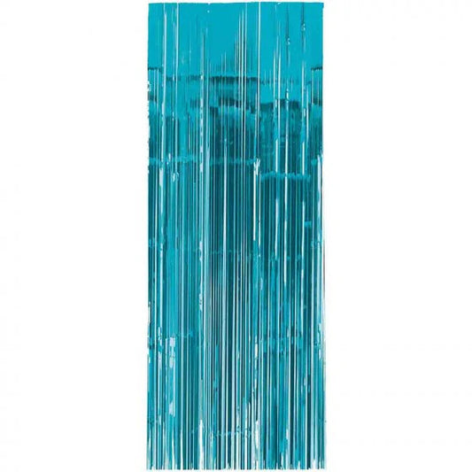Caribbean Blue Foil Metallic Curtain
