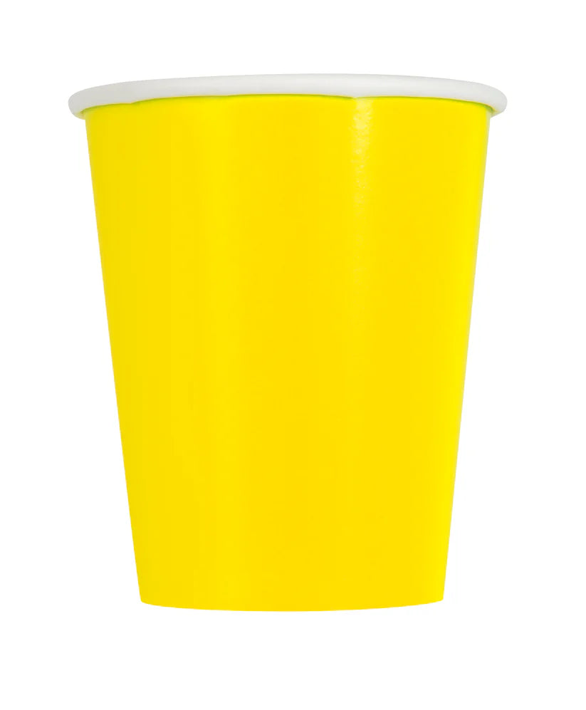 Neon Yellow 9oz Paper Cups, 8ct