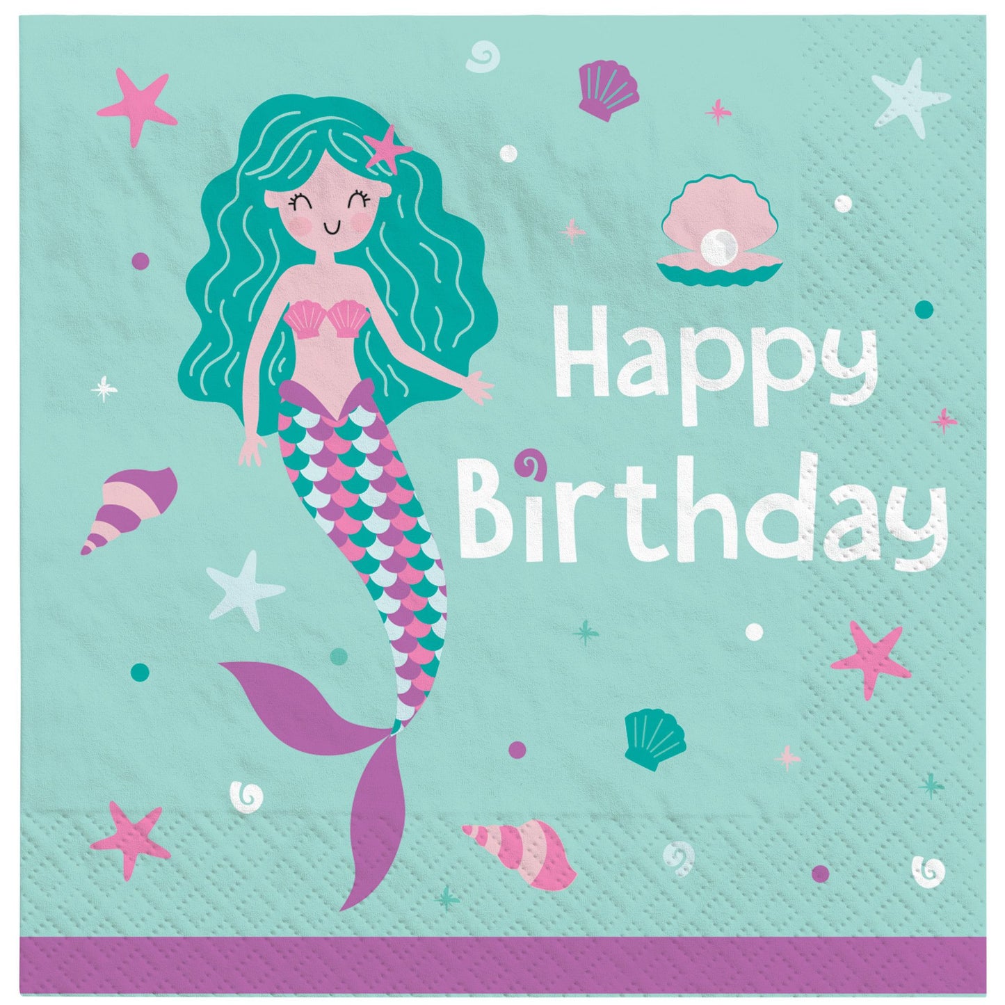 Birthday Mermaid Luncheon Paper Napkins