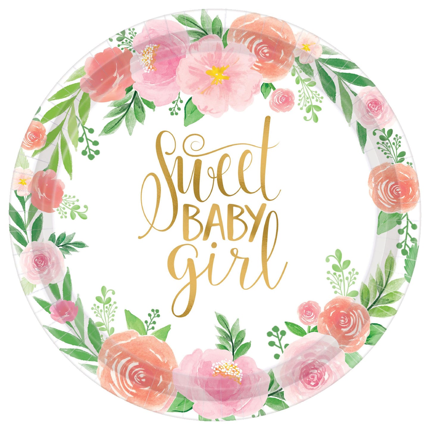 Floral Baby Round Paper Plate