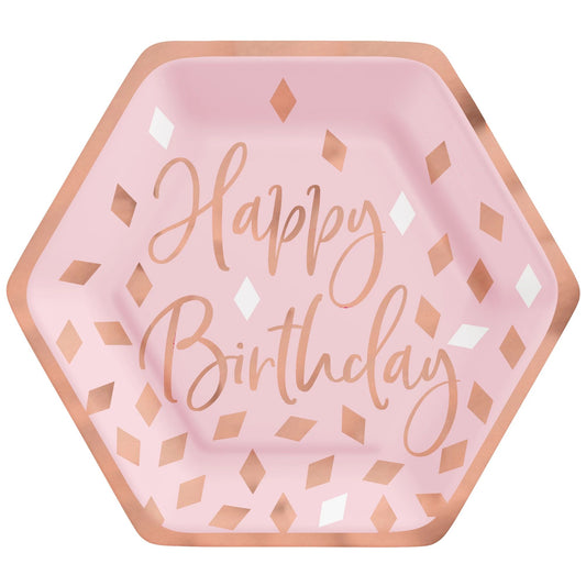Blush Birthday Hexagon Paper Plate