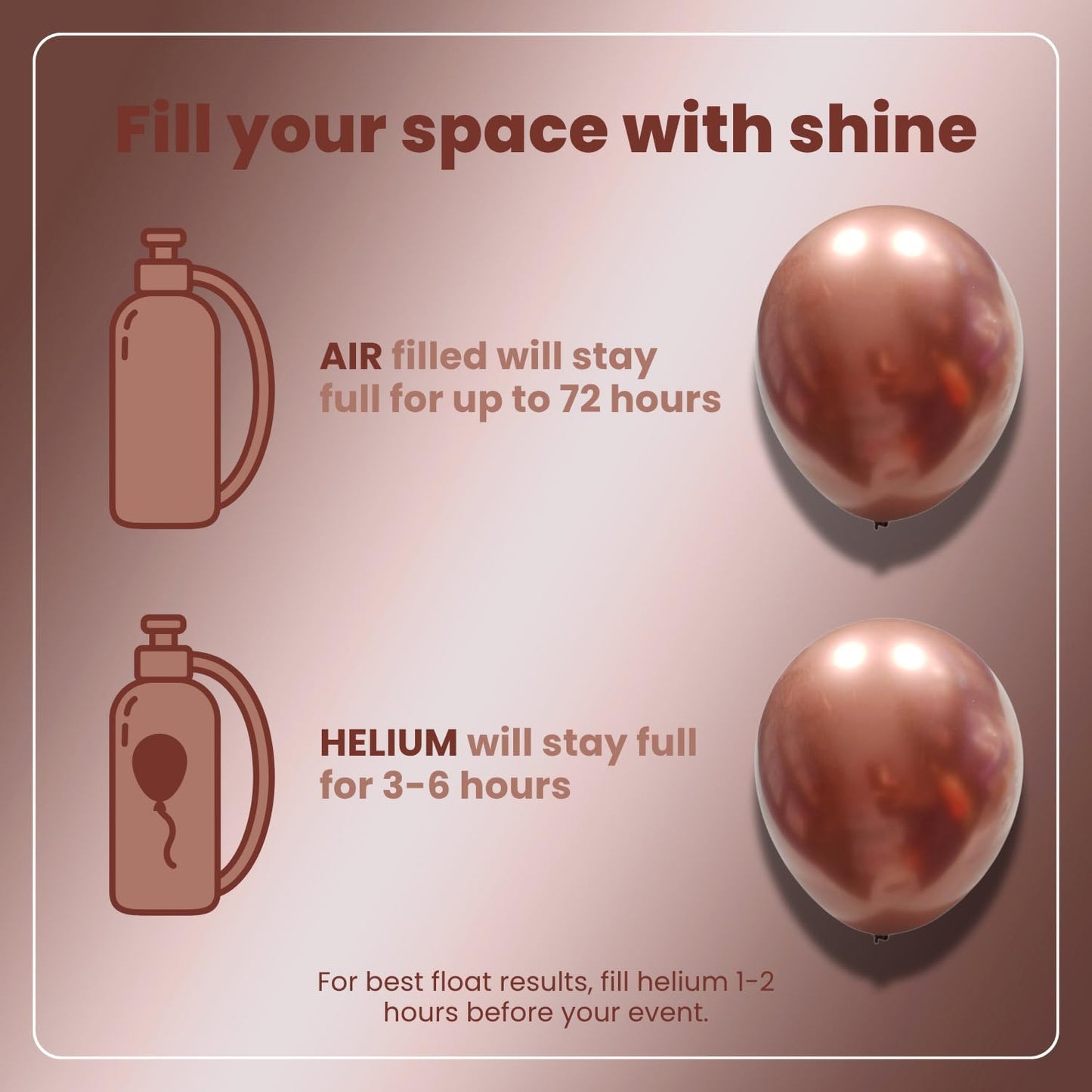 Metallic Rose Gold Latex Balloons