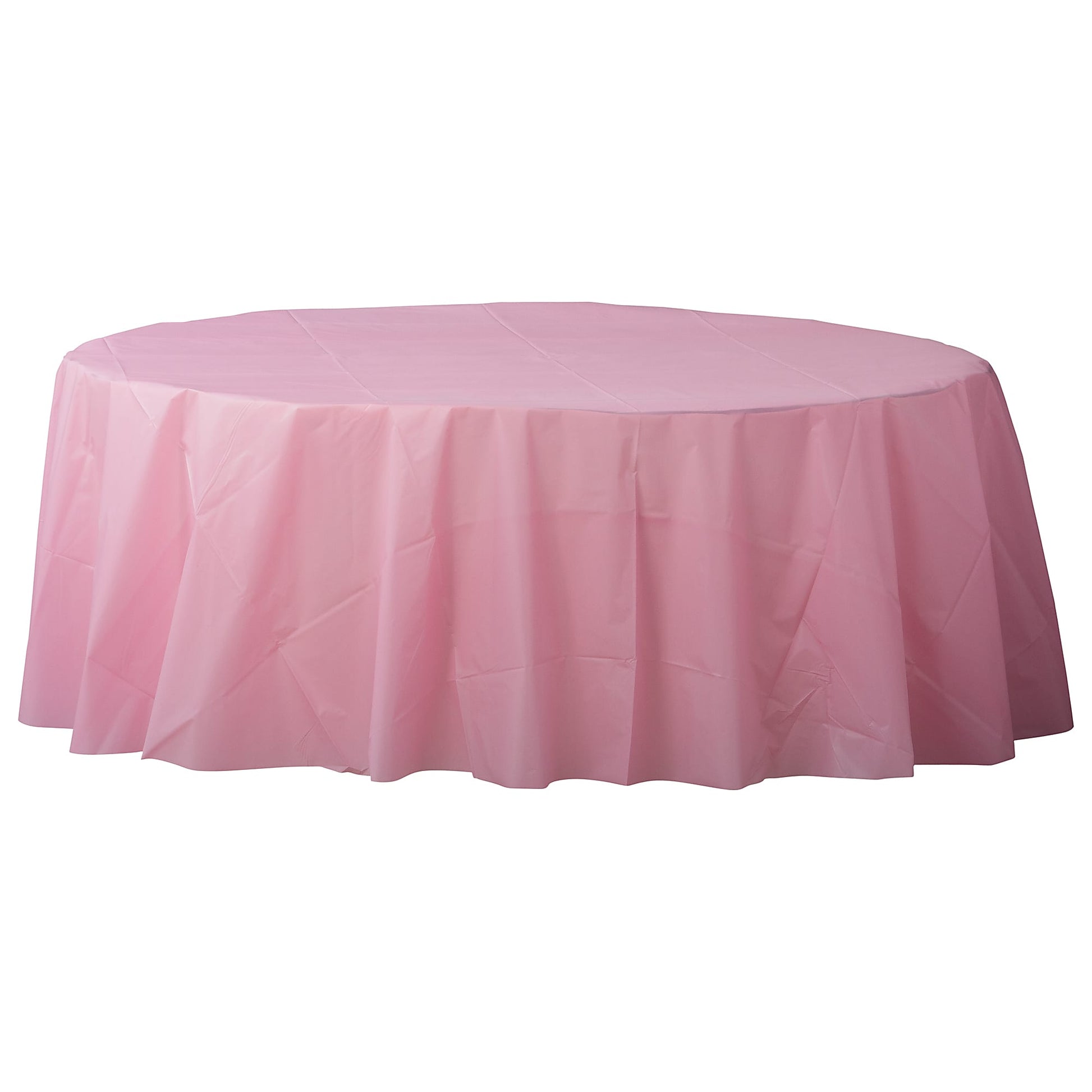 84" Round Plastic Table Cover -Pink