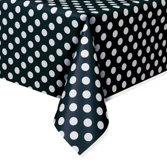 Black Dots Rectangular Plastic Table Cover