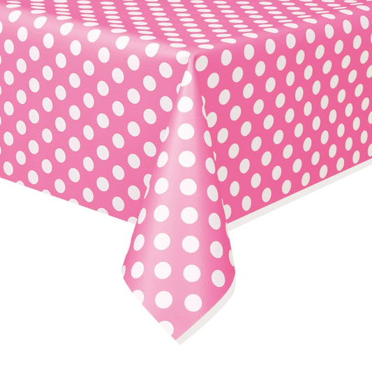 Hot Pink Dots Rectangular Plastic Table Cover