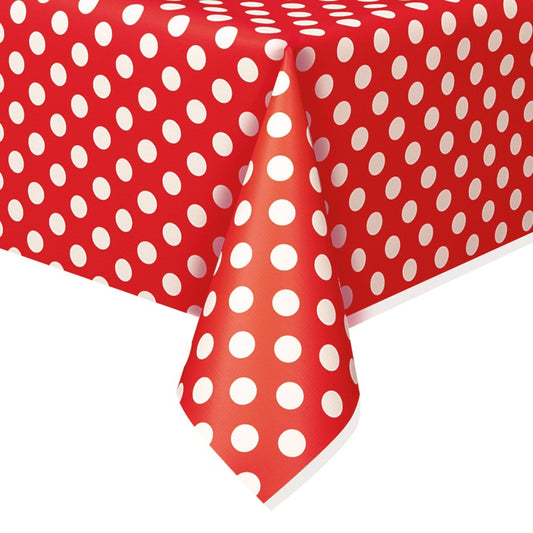 Ruby Red Dots Rectangular Plastic Table Cover