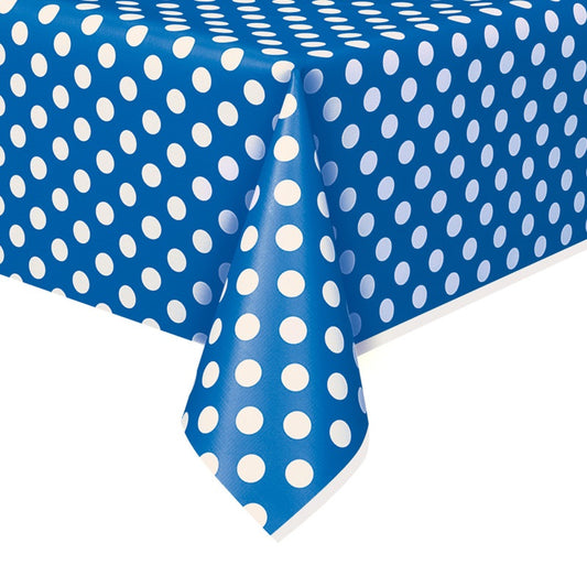 Royal Blue Dots Rectangular Plastic Table Cover