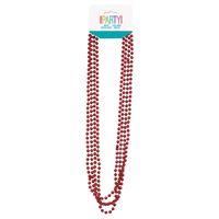 Red Metallic Bead Necklaces 32" 4ct