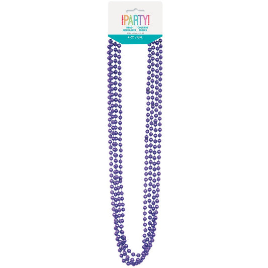 Purple Metallic Bead Necklaces 32" 4ct