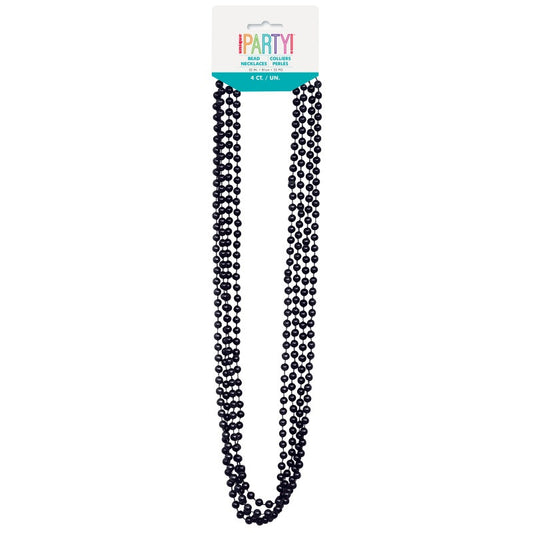 Black Metallic Bead Necklaces 32" 4ct
