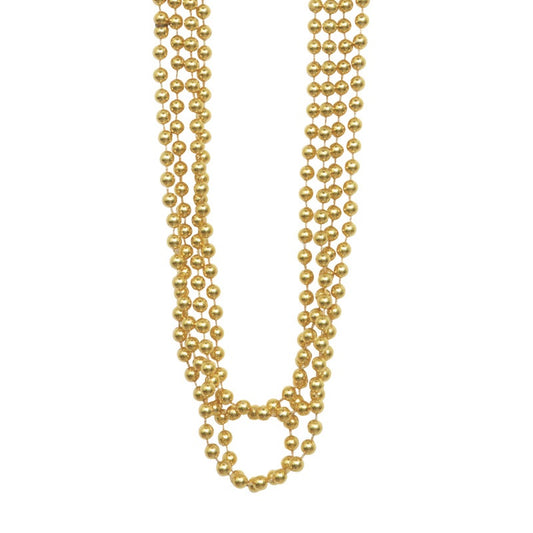 Gold Metallic Bead Necklaces 32" 4ct