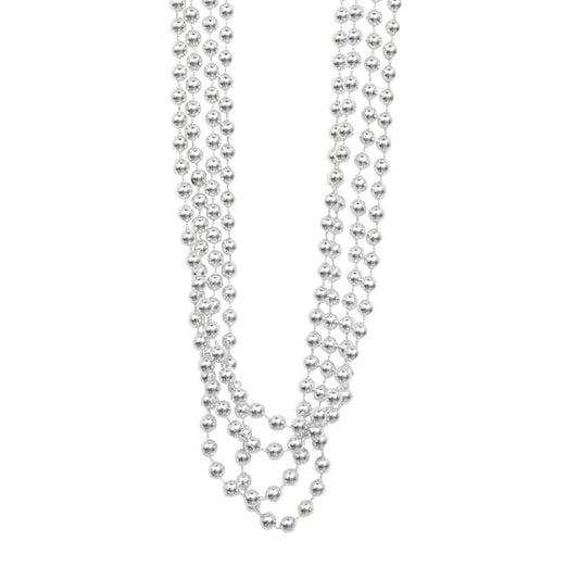 Silver Metallic Bead Necklaces 32" 4ct