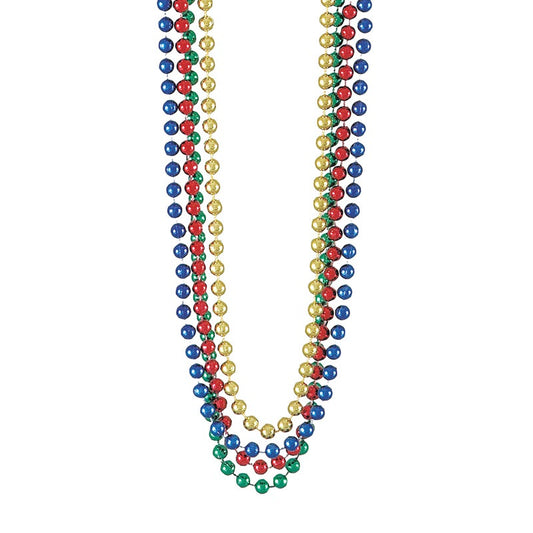 Multicolor Metallic Bead Necklaces 32" 4ct