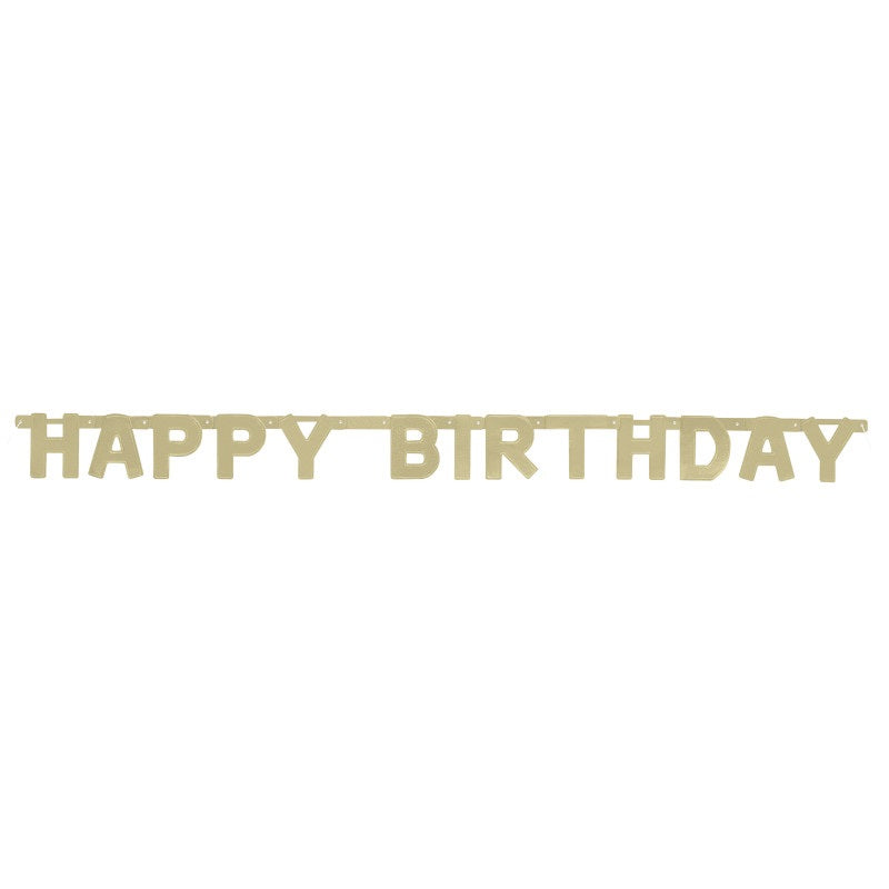 Happy Birthday Gold Deluxe Jointed Banner 4 ft