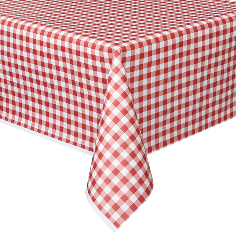 Red Gingham Rectangular Plastic Table Cover