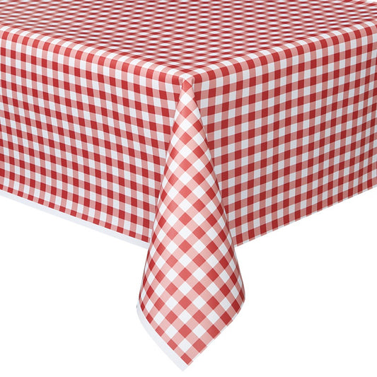 Red Gingham Rectangular Plastic Table Cover