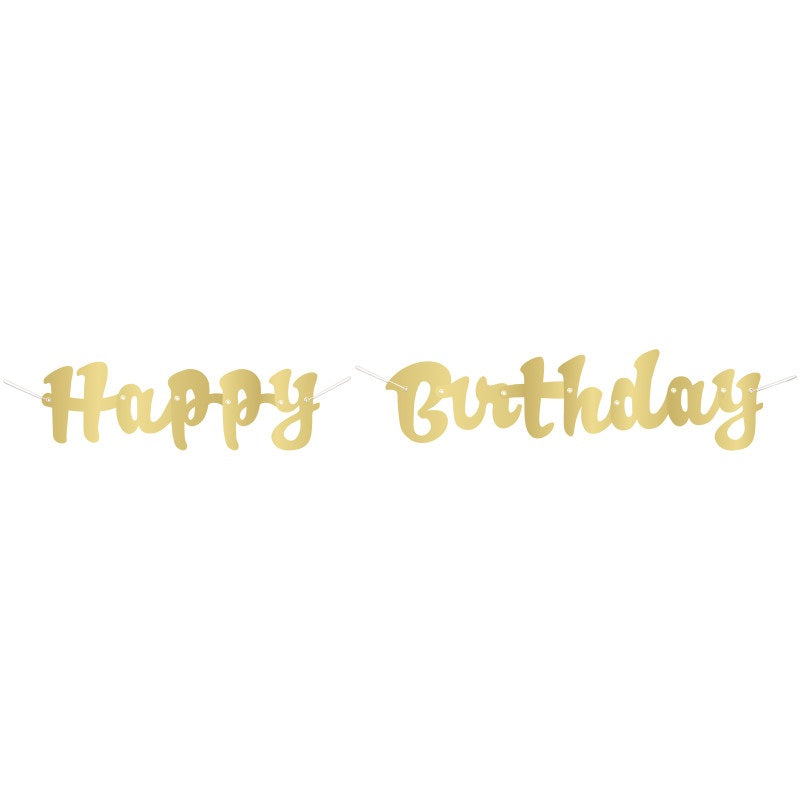 Gold Script "Happy Birthday" Banner 3.5ft
