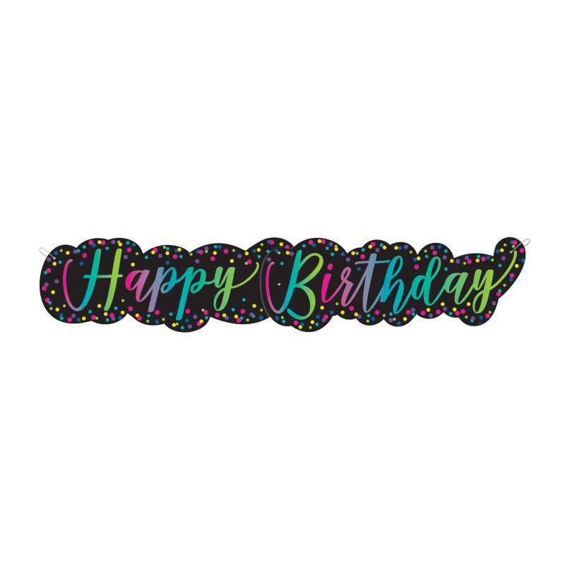 Neon Script Happy Birthday Giant Jointed Banner