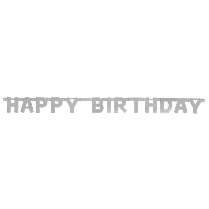 Happy Birthday Silver Deluxe Jointed Banner 4 ft