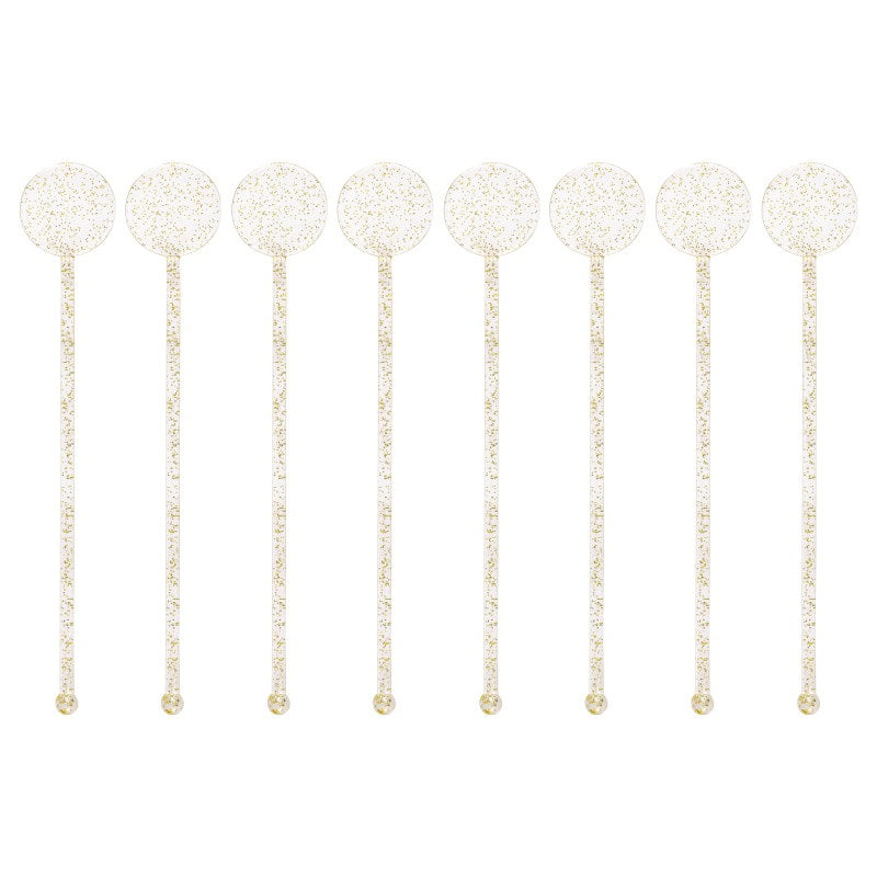 Plastic Gold Glitter Drink Stirrers 8ct