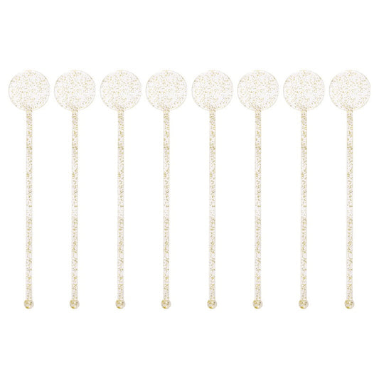 Plastic Gold Glitter Drink Stirrers 8ct