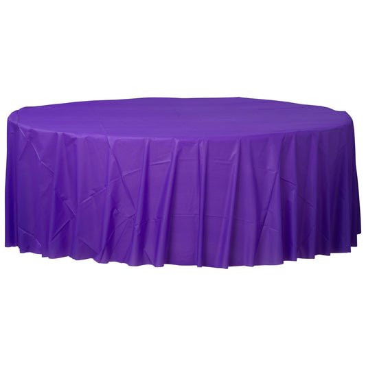 Purple Round Plastic Table Cover