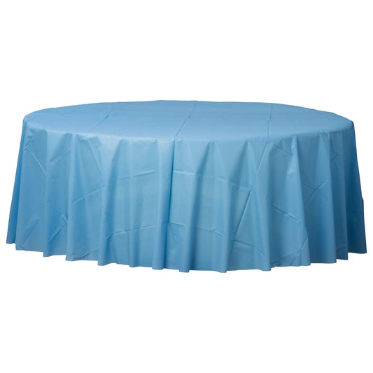 84" Round Plastic Table Cover - Pastel Blue