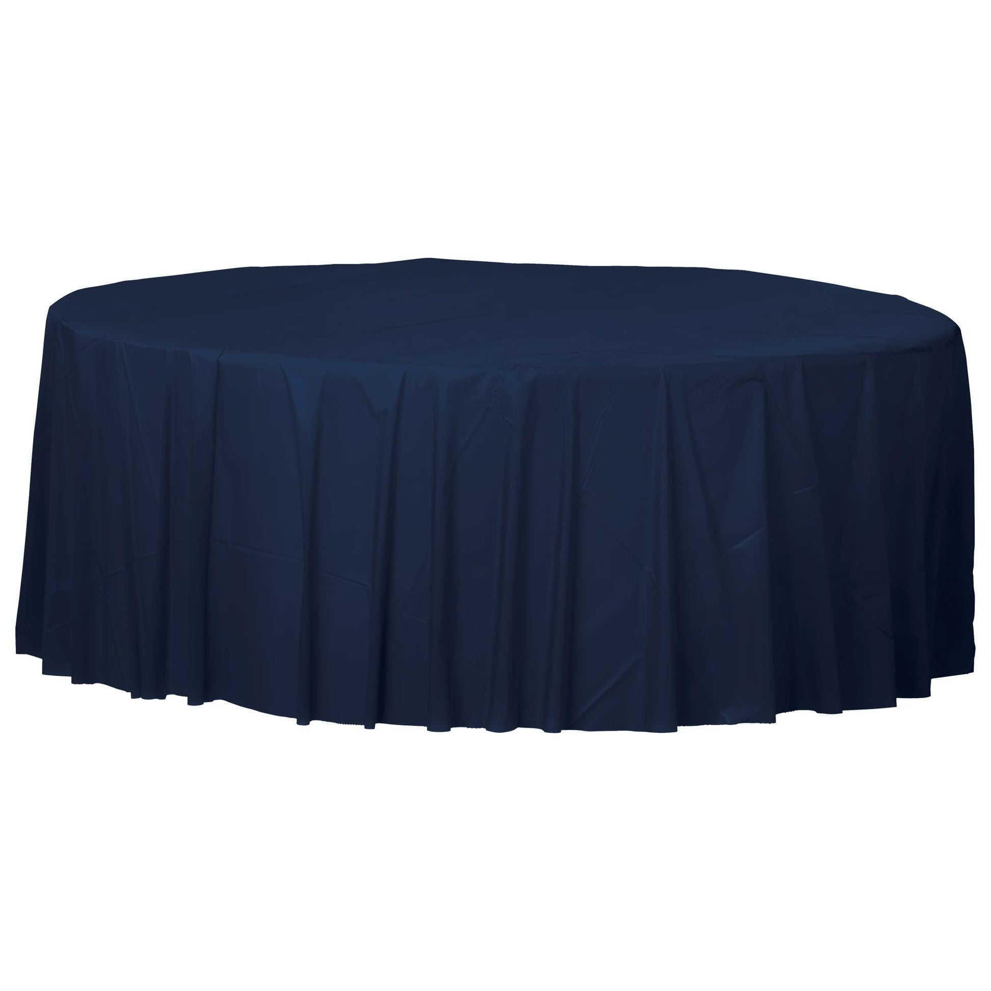 84-inch Round Plastic Table Cover - True Navy