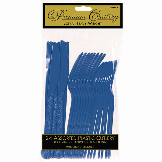 Assorted Plastic Cutlery, Low Ct. - Bright Royal Blue