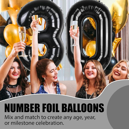 Black Number Foil Balloon - 40in