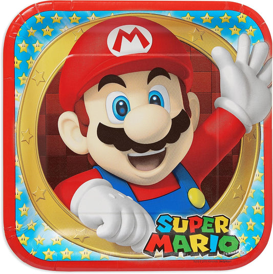 Super Mario Brothers Square Paper Plate 9-inch