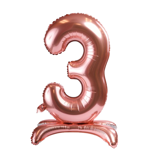 Rose Standing Number 3 Foil Balloon