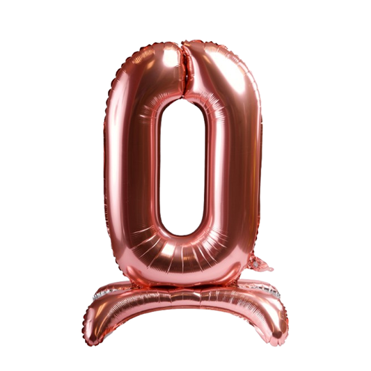 Rose Gold Standing Number 0 Foil Balloon
