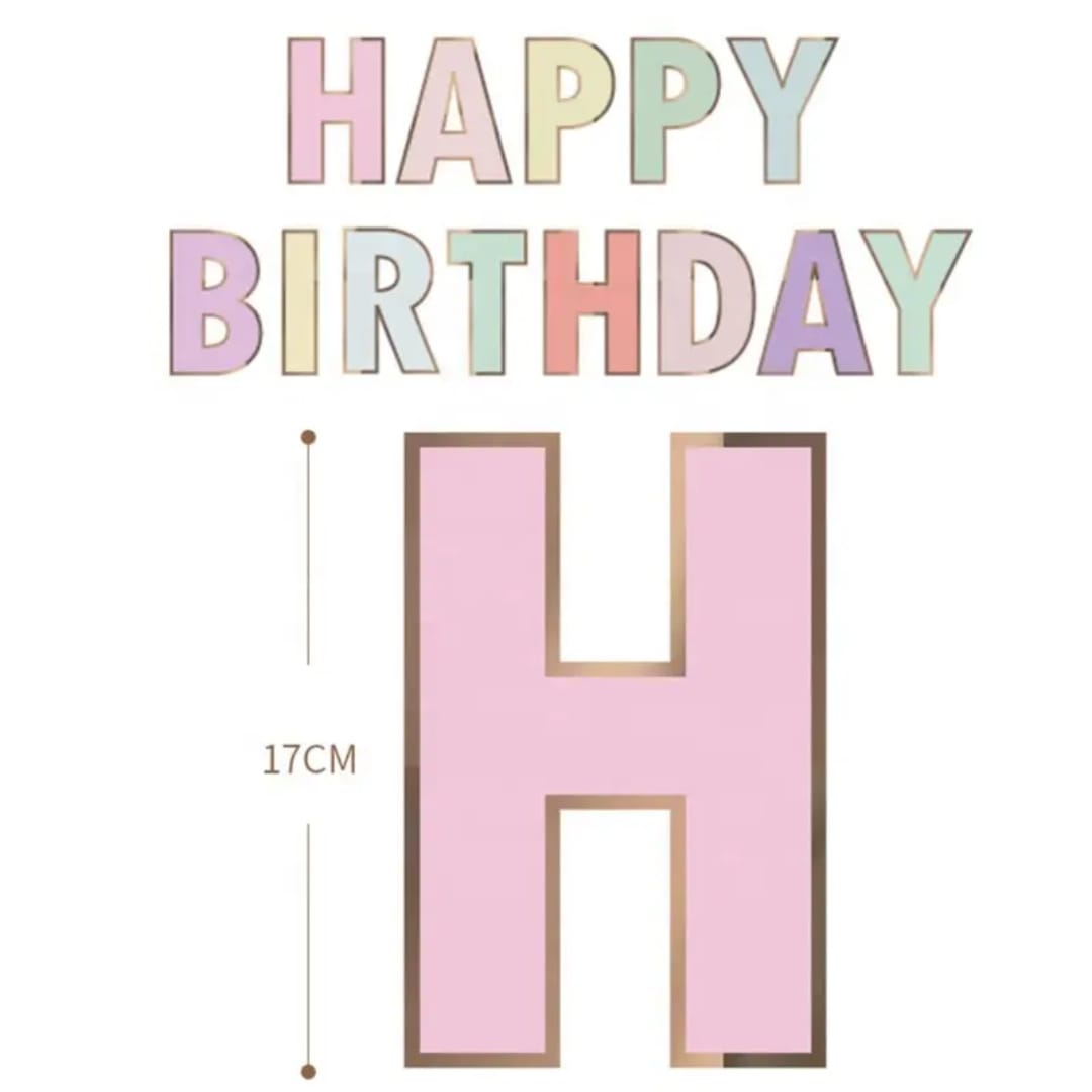 Shiny pastel Happy Birthday paper banner