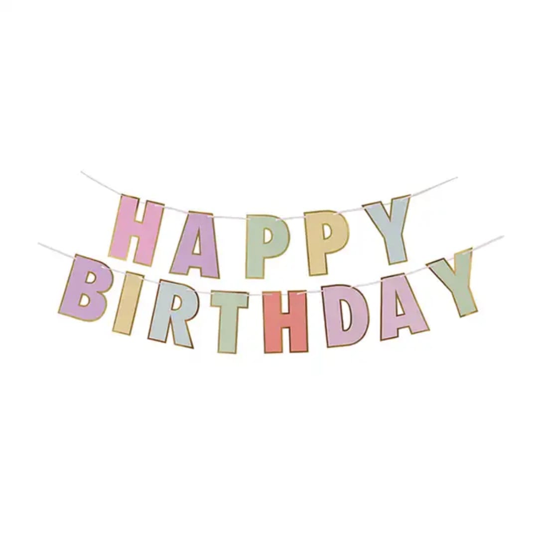 Pastel Happy Birthday Paper Banner