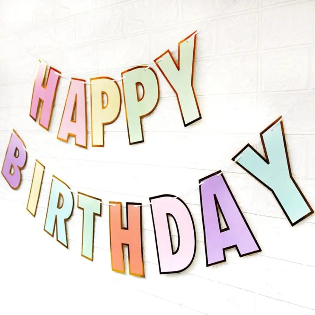 Shop Pastel Happy Birthday Paper Banner